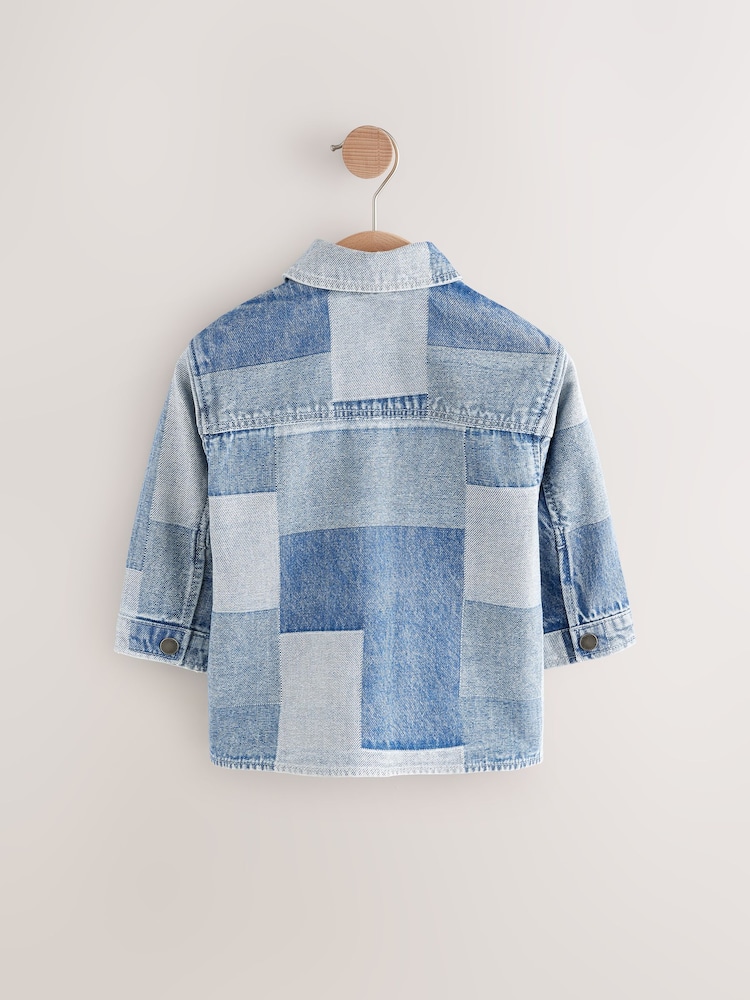 Blue Denim Overshirt Denim Patchwork Shirt (3mths-7yrs) - Image 6 of 8