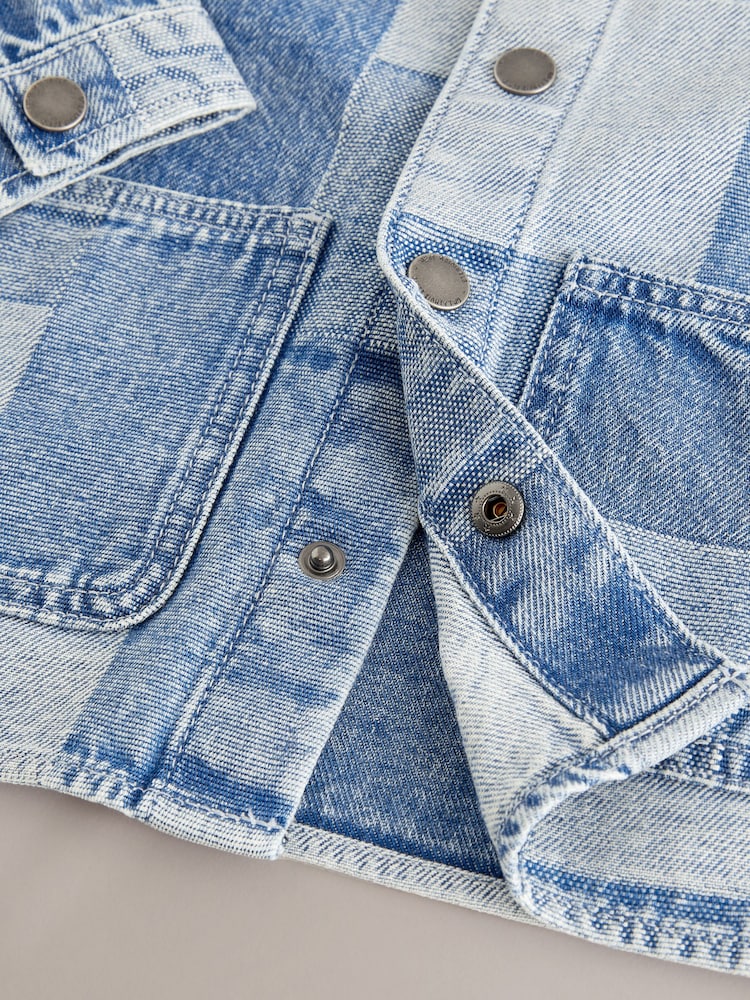 Blue Denim Overshirt Denim Patchwork Shirt (3mths-7yrs) - Image 7 of 8