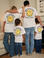 Белый - Oversized Smiley World x Place2Be Charity 100% Cotton T-Shirt (3-16yrs) - Image 3 of 8