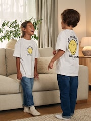 Белый - Oversized Smiley World x Place2Be Charity 100% Cotton T-Shirt (3-16yrs) - Image 5 of 8