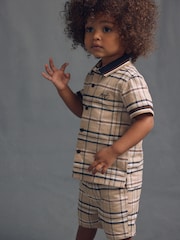 Нейтральный - Short Sleeves Check Shirt and Short Set (3mths-7yrs) - Image 2 of 8