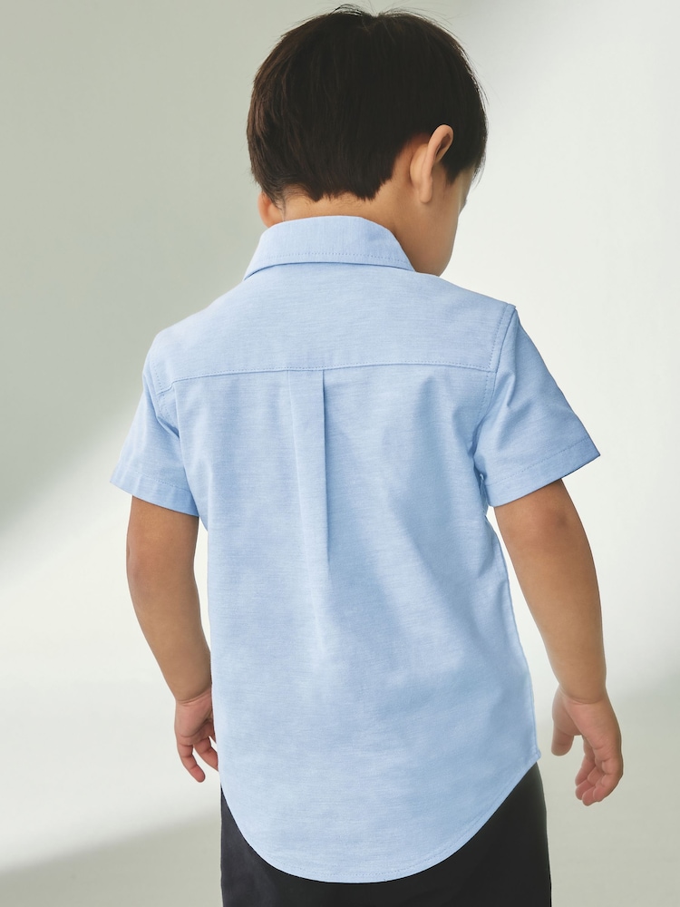 Blue Short Sleeve Oxford School Shirt (3mths-7yrs) - Image 2 of 6 Blue Short Sleeve Oxford School Shirt (3mths-7yrs) - Image 2 of 6