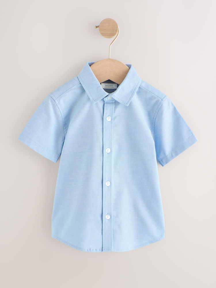 Blue Short Sleeve Oxford School Shirt (3mths-7yrs) - Image 3 of 6