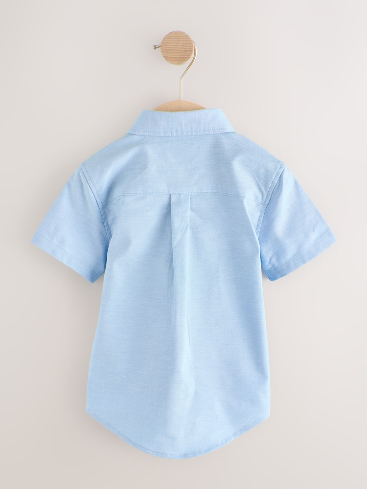 Blue Short Sleeve Oxford School Shirt (3mths-7yrs) - Image 4 of 6