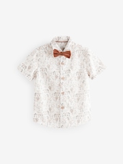 Ecru Safari Bowtie Shirt Short Sleeve Printed Shirt and Bowtie Set (3mths-7yrs) - Image 1 of 5