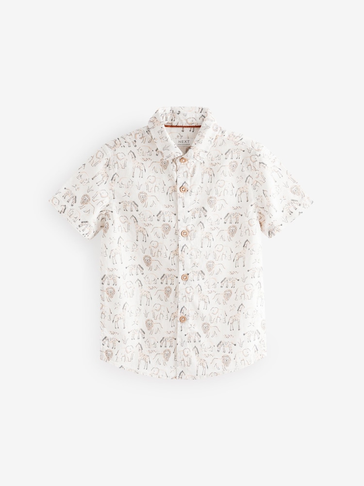 Ecru Safari Bowtie Shirt Short Sleeve Printed Shirt and Bowtie Set (3mths-7yrs) - Image 2 of 5