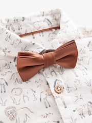 Ecru Safari Bowtie Shirt Short Sleeve Printed Shirt and Bowtie Set (3mths-7yrs) - Image 4 of 5