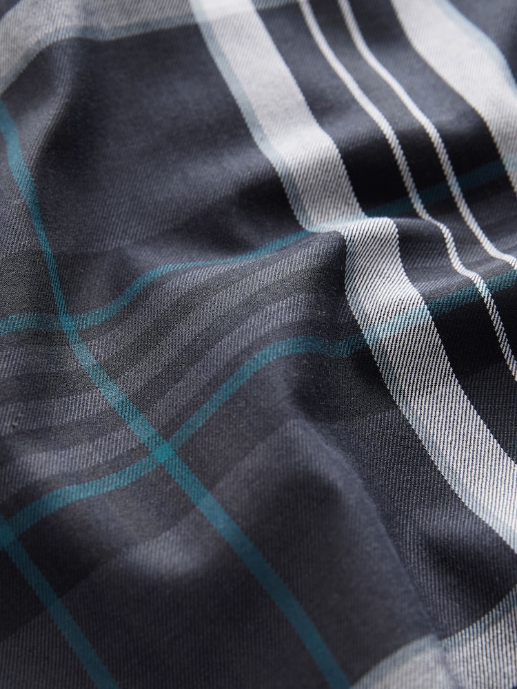 Navy 100% Cotton Short Sleeves Check Splice Shirt (3mths-7yrs) - Image 7 of 7