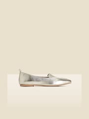 Sosandar Gold Pointed Toe Loafers - Image 1 of 4