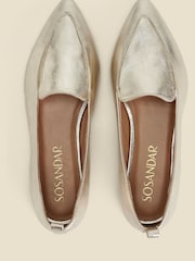 Sosandar Gold Pointed Toe Loafers - Image 3 of 4
