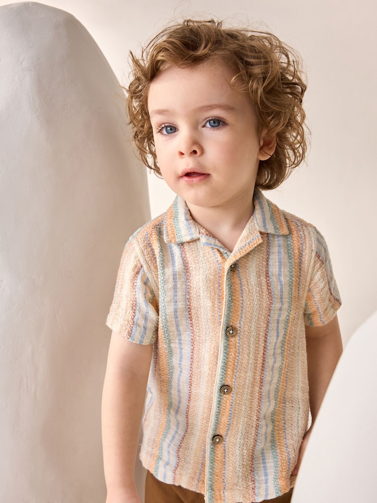 Multi Short Sleeves Textured Stripe Shirt (3mths-7yrs) - Image 1 of 7