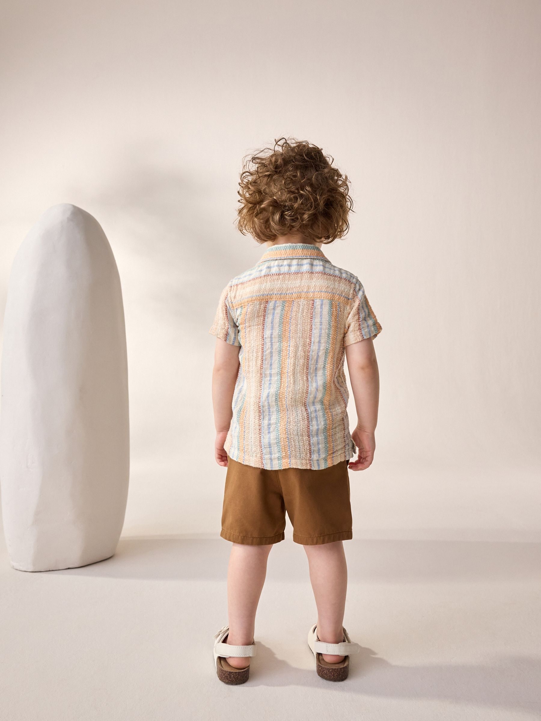 Buy Multi Short Sleeves Textured Stripe Shirt (3mths-7yrs