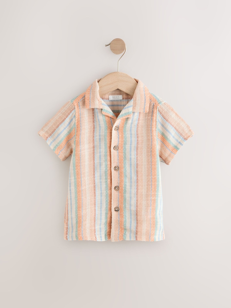 Multi Short Sleeves Textured Stripe Shirt (3mths-7yrs) - Image 4 of 7