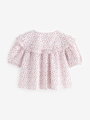 Red Ditsy Embroidered Collar 100% Cotton Blouse (3-16yrs) - Image 7 of 9