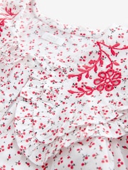 Red Ditsy Embroidered Collar 100% Cotton Blouse (3-16yrs) - Image 8 of 9