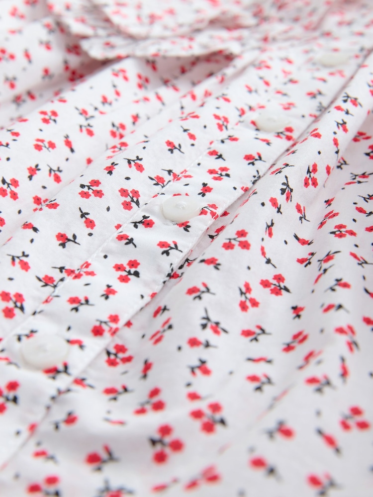 Red Ditsy Embroidered Collar 100% Cotton Blouse (3-16yrs) - Image 9 of 9