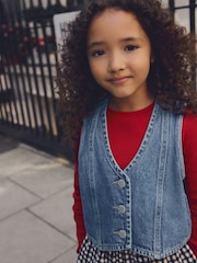Blue 100% Cotton Denim Waistcoat (3-16yrs) - Image 6 of 11