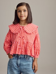 Red Gingham Check 100% Cotton Blouse (3-16yrs) - Image 1 of 9