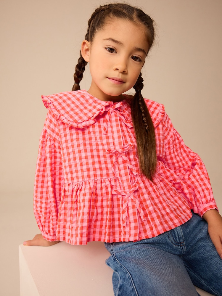 Red Gingham Check 100% Cotton Blouse (3-16yrs) - Image 2 of 9