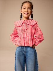 Red Gingham Check 100% Cotton Blouse (3-16yrs) - Image 3 of 9