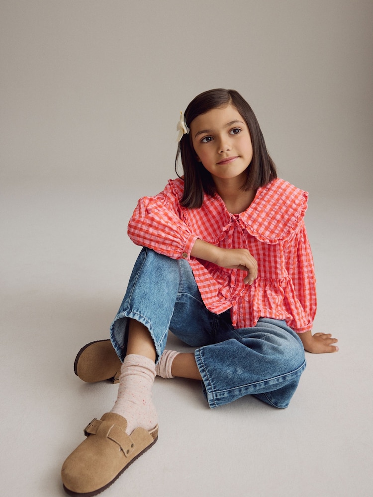 Red Gingham Check 100% Cotton Blouse (3-16yrs) - Image 5 of 9