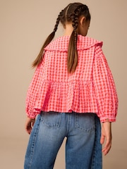 Red Gingham Check 100% Cotton Blouse (3-16yrs) - Image 6 of 9