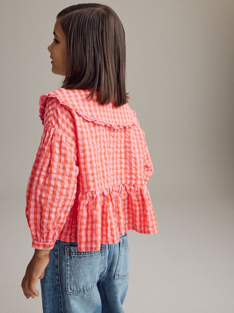 Red Gingham Check 100% Cotton Blouse (3-16yrs) - Image 7 of 9