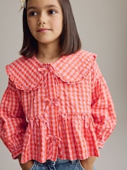 Red Gingham Check 100% Cotton Blouse (3-16yrs) - Image 8 of 9