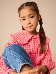 Red Gingham Check 100% Cotton Blouse (3-16yrs) - Image 9 of 9