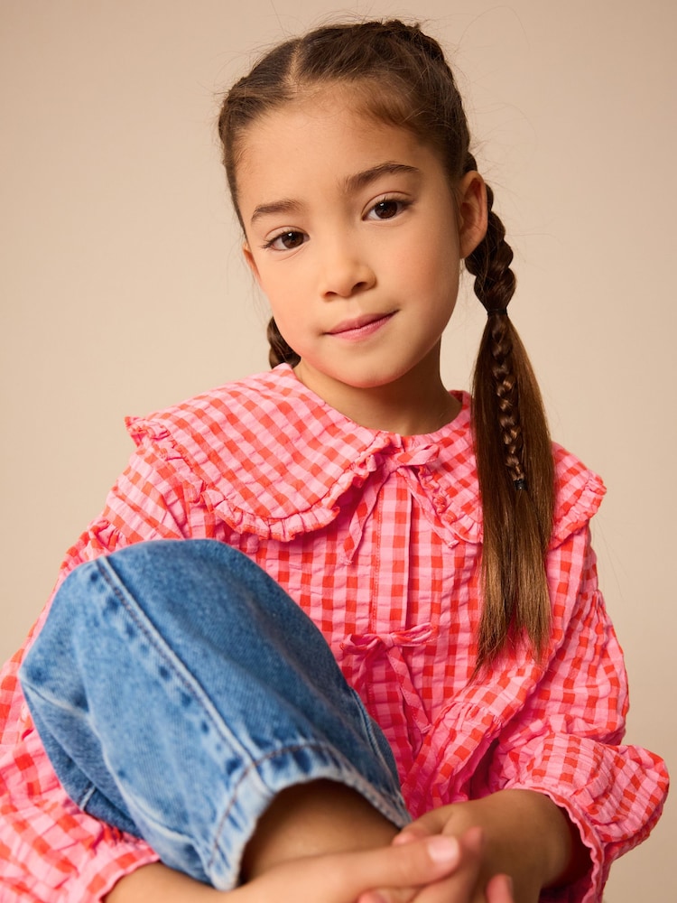 Red Gingham Check 100% Cotton Blouse (3-16yrs) - Image 9 of 9