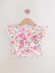 Pink Floral 100% Cotton Tie Front Blouse (3-16yrs) - Image 5 of 7