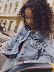 Blue Denim 100% Cotton Fringed Shacket (3-16yrs) - Image 1 of 12
