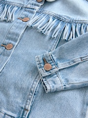 Blue Denim 100% Cotton Fringed Shacket (3-16yrs) - Image 11 of 12