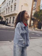 Blue Denim 100% Cotton Fringed Shacket (3-16yrs) - Image 4 of 12