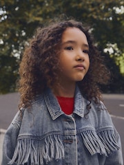 Blue Denim 100% Cotton Fringed Shacket (3-16yrs) - Image 5 of 12