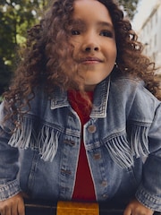 Blue Denim 100% Cotton Fringed Shacket (3-16yrs) - Image 6 of 12