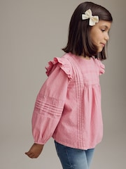 Pink Long Sleeve Frill 100% Cotton Blouse (3-16yrs) - Image 2 of 9