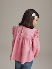 Pink Long Sleeve Frill 100% Cotton Blouse (3-16yrs) - Image 3 of 9