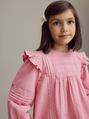 Pink Long Sleeve Frill 100% Cotton Blouse (3-16yrs) - Image 4 of 9