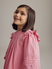 Pink Long Sleeve Frill 100% Cotton Blouse (3-16yrs) - Image 5 of 9