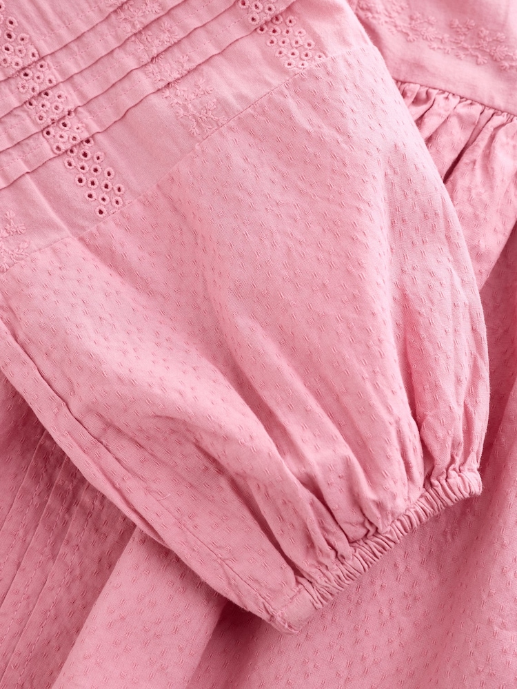 Pink Long Sleeve Frill 100% Cotton Blouse (3-16yrs) - Image 9 of 9