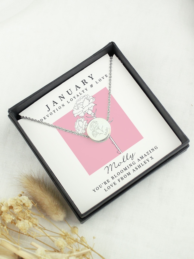 Personalised January Birth Flower Necklace and Box by PMC - Image 2 of 4