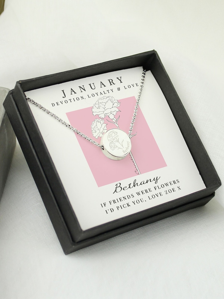 Personalised January Birth Flower Necklace and Box by PMC - Image 4 of 4