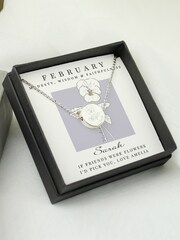 Personalised February Birth Flower Necklace and Box by PMC - Image 1 of 4