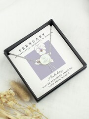 Personalised February Birth Flower Necklace and Box by PMC - Image 2 of 4