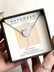 Personalised November Birth Flower Necklace and Box by PMC - Image 3 of 3