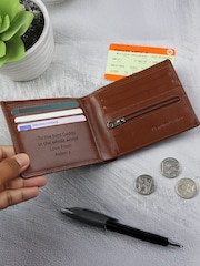 Personalised Hidden Message Brown Leather Wallet by PMC - Image 2 of 3