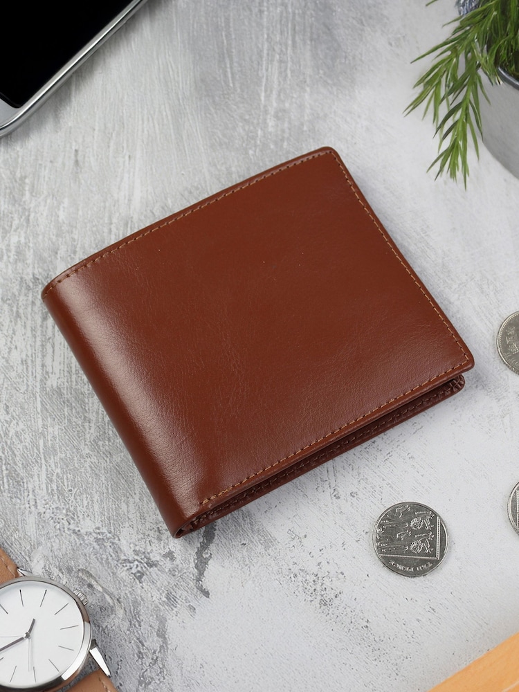 Personalised Hidden Message Brown Leather Wallet by PMC - Image 3 of 3
