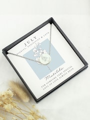 Personalised July Birth Flower Necklace and Box by PMC - Image 1 of 4