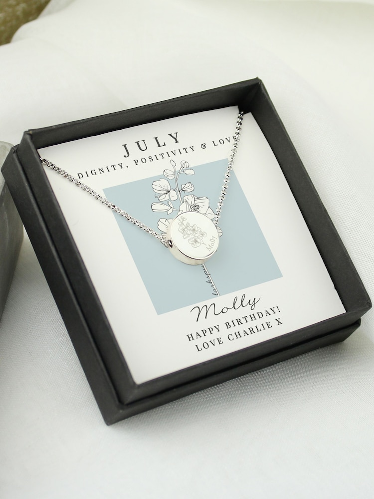 Personalised July Birth Flower Necklace and Box by PMC - Image 4 of 4